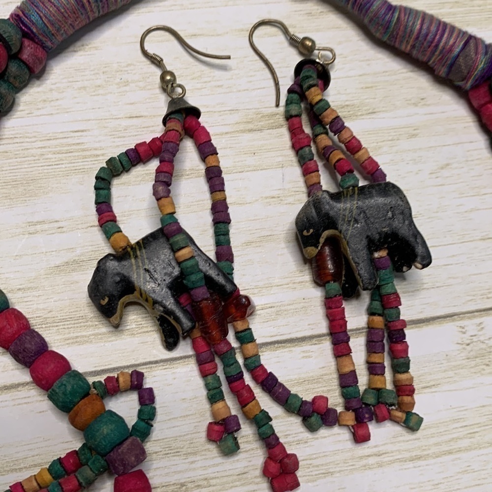 Vintage Tribal Necklace and Earrings Set - Picture 2 of 5